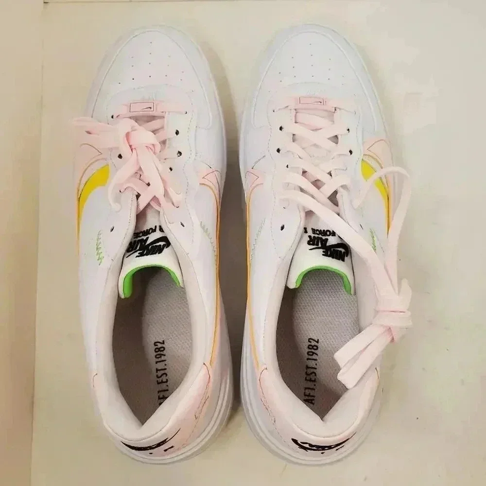 Nike Air Force 1 Platform White/Pearl Pink-Opti Yellow Womens 11.5